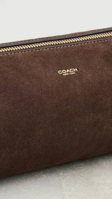 Coach Suede Barrel Bag Dark Chocolate One Size | Thumbnail 5 Coach Suede Barrel Bag Dark Chocolate One Size | Thumbnail 5