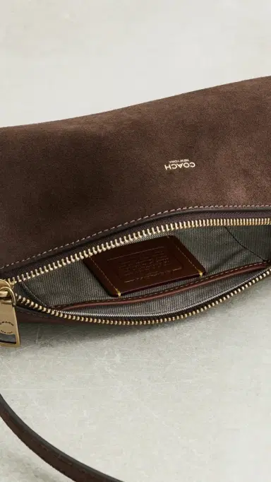 Coach Suede Barrel Bag Dark Chocolate One Size | Thumbnail 6 Coach Suede Barrel Bag Dark Chocolate One Size | Thumbnail 6