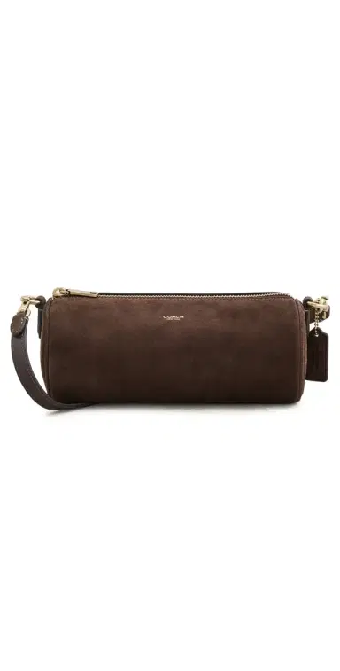 Coach Suede Barrel Bag Dark Chocolate One Size | Thumbnail 1 Coach Suede Barrel Bag Dark Chocolate One Size | Thumbnail 1