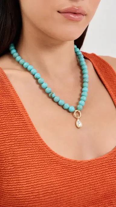 BaubleBar Janette Beaded Ring Necklace Turquoise One Size | Thumbnail 3