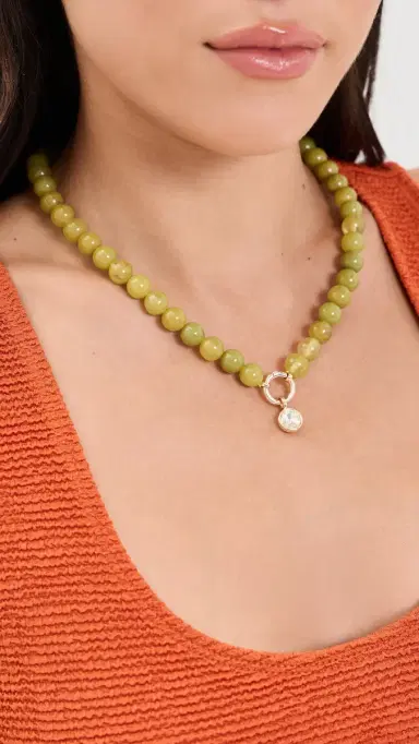 BaubleBar Janette Beaded Ring Necklace Green One Size | Thumbnail 3