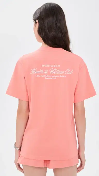 Sporty & Rich Health and Wellness Club T-hirt Flamingo White | Thumbnail 4