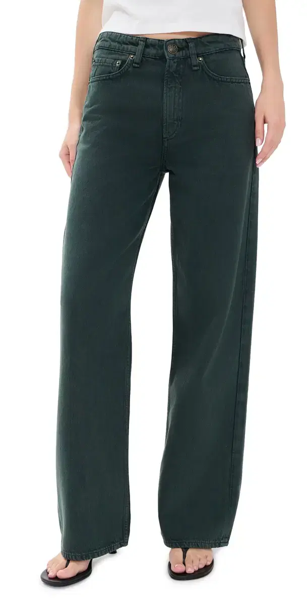 rag & bone Logan Wide Leg Jeans Green Stone