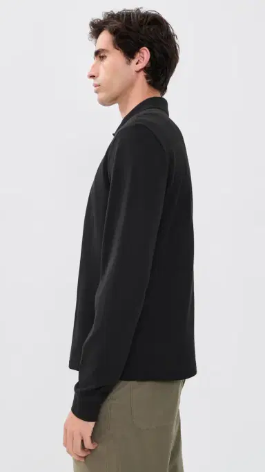 Lacoste Long Sleeve Original Cotton Pique Polo Black | Thumbnail 4