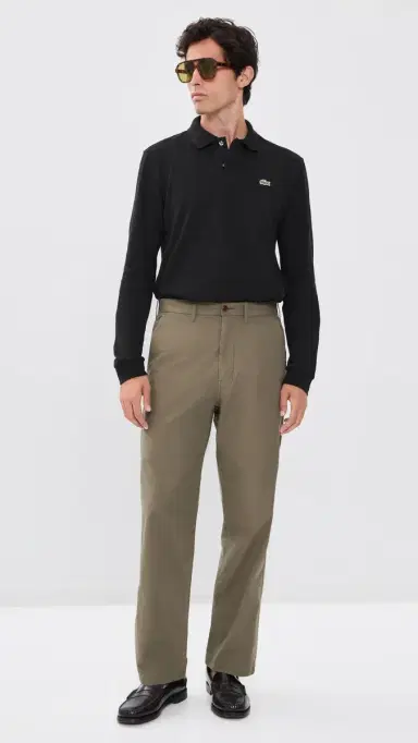 Lacoste Long Sleeve Original Cotton Pique Polo Black | Thumbnail 5