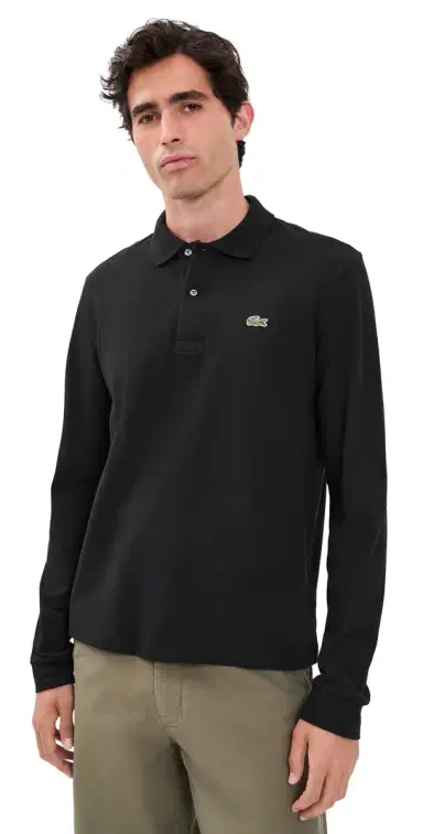Lacoste Long Sleeve Original Cotton Pique Polo Black | Thumbnail 1