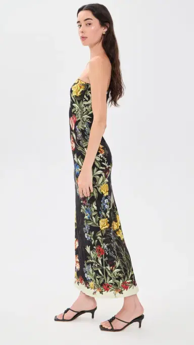 ALICE + OLIVIA Delora Strapless Midi Dress Desert Springs Black | Thumbnail 4
