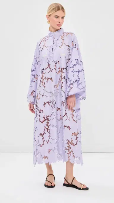 La Vie Style House Violet Floral Flat Lace Maxi Caftan | Thumbnail 2 La Vie Style House Violet Floral Flat Lace Maxi Caftan | Thumbnail 2