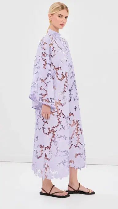 La Vie Style House Violet Floral Flat Lace Maxi Caftan | Thumbnail 4 La Vie Style House Violet Floral Flat Lace Maxi Caftan | Thumbnail 4