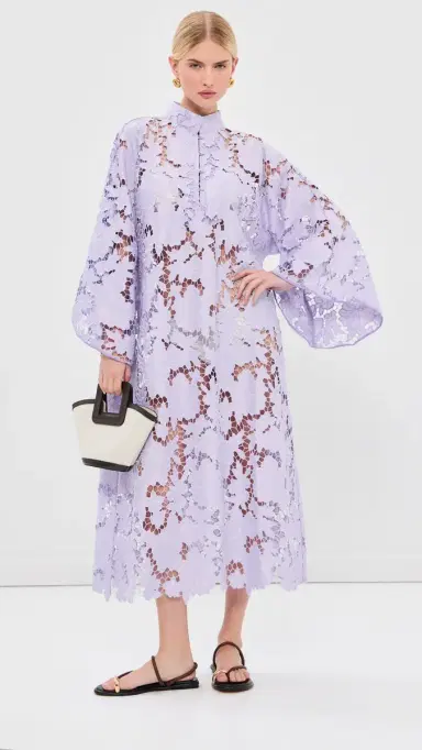 La Vie Style House Violet Floral Flat Lace Maxi Caftan | Thumbnail 5 La Vie Style House Violet Floral Flat Lace Maxi Caftan | Thumbnail 5