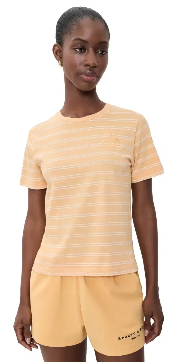 Sporty & Rich NY Crest T-hirt Limone triped Limone