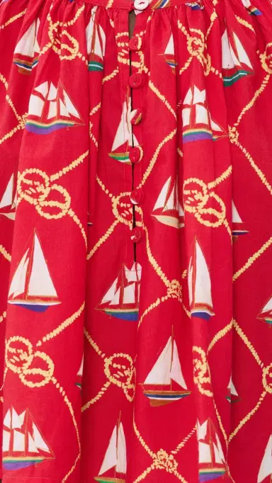 Coniglio Palm Beach Cropped Shirred Half Placket Blouse SAILING KNOTS CAPTAIN RED One Size | Thumbnail 6 Coniglio Palm Beach Cropped Shirred Half Placket Blouse SAILING KNOTS CAPTAIN RED One Size | Thumbnail 6