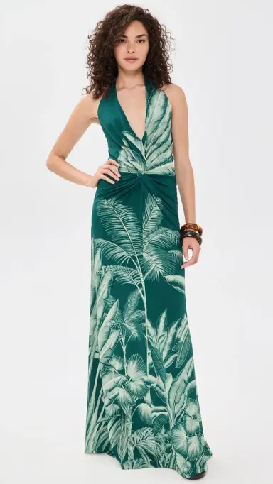 ANDRES OTALORA Amara Pura Maxi Dress Maxi Dark Teal Jungle | Thumbnail 2