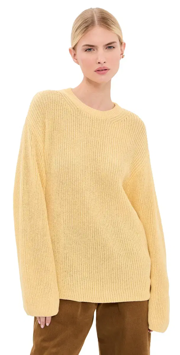 Another Tomorrow Draped Crew Knit Sweater un