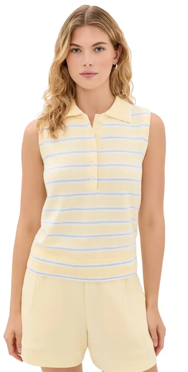 Varley Rue Polo Tank Anise Flower/Xenon Blue