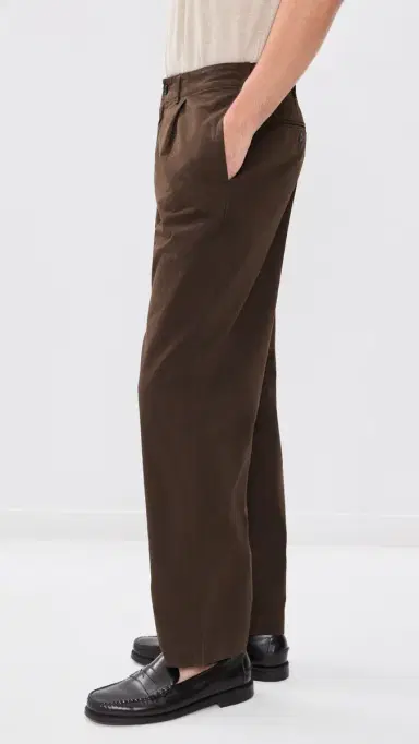 Madewell Cotton Twill Single Pleat Pants Chocolate 31 | Thumbnail 4
