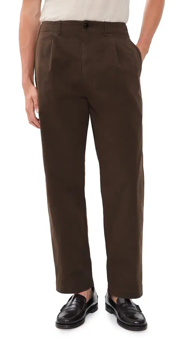 Cotton Twill Single Pleat Pants Chocolate 31