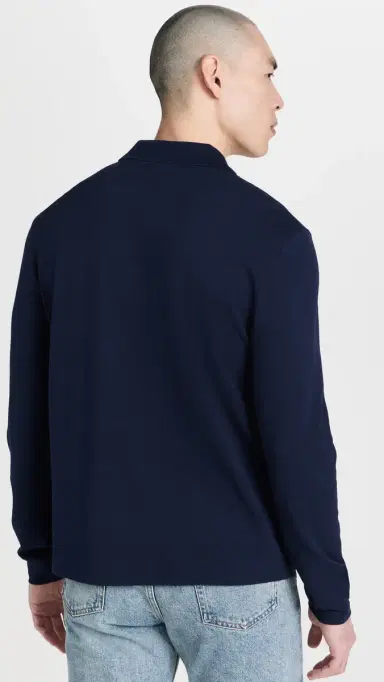 Lacoste Original Long Sleeve Cotton Pique Polo Navy Blue M | Thumbnail 3