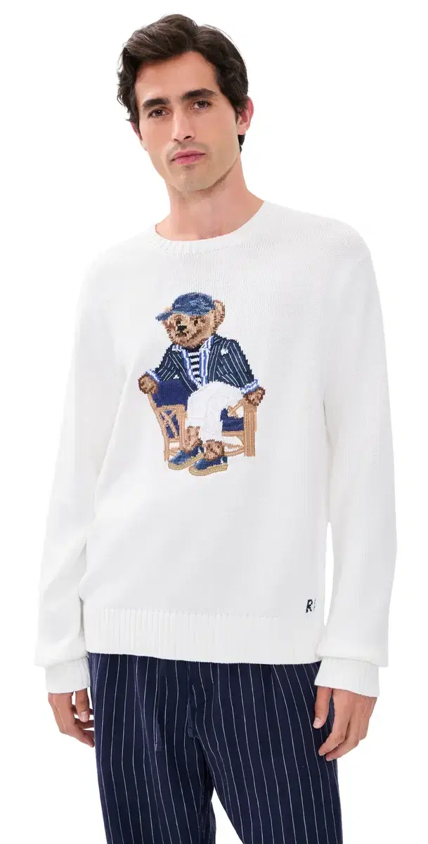 Polo Ralph Lauren Original abel Newport Bear Cotton Sweater Deckwash White