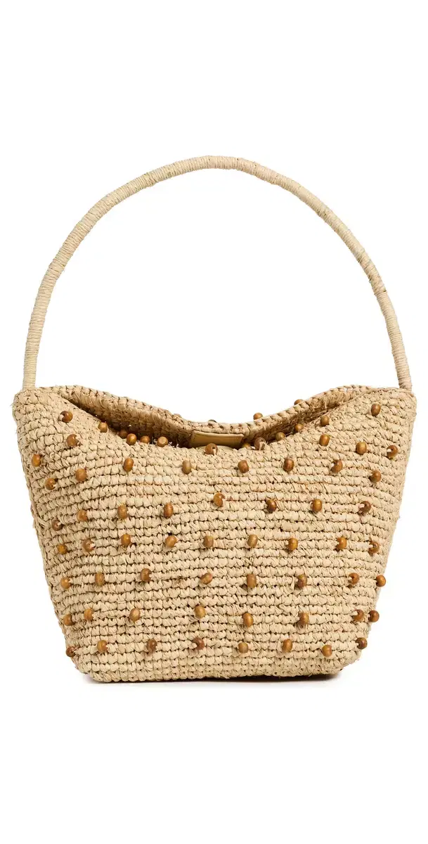 Madewell Raffia Handwoven Beaded Shoulder Bag Natural Beaded Multi One Size