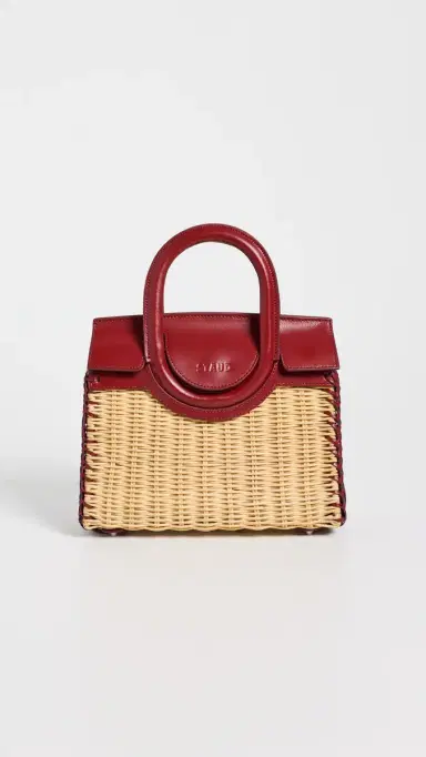Staud Maude Mini Wicker Carryall Satchel Natural/Rouge | Thumbnail 2 Staud Maude Mini Wicker Carryall Satchel Natural/Rouge | Thumbnail 2