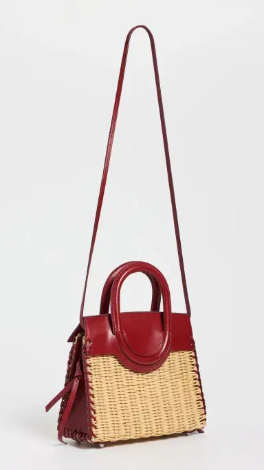 Staud Maude Mini Wicker Carryall Satchel Natural/Rouge | Thumbnail 4 Staud Maude Mini Wicker Carryall Satchel Natural/Rouge | Thumbnail 4