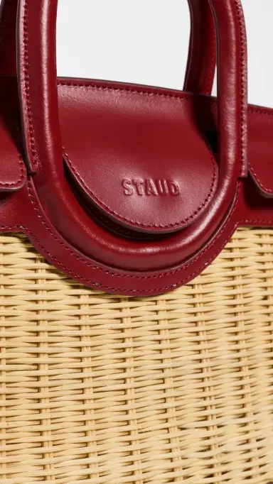 Staud Maude Mini Wicker Carryall Satchel Natural/Rouge | Thumbnail 5 Staud Maude Mini Wicker Carryall Satchel Natural/Rouge | Thumbnail 5