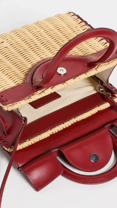 Staud Maude Mini Wicker Carryall Satchel Natural/Rouge | Thumbnail 6 Staud Maude Mini Wicker Carryall Satchel Natural/Rouge | Thumbnail 6