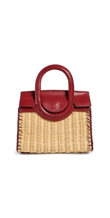 Staud Maude Mini Wicker Carryall Satchel Natural/Rouge | Thumbnail 1 Staud Maude Mini Wicker Carryall Satchel Natural/Rouge | Thumbnail 1