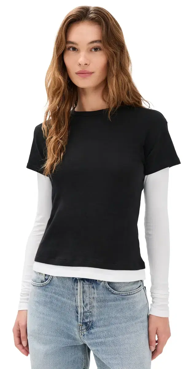 EB Denim Rory ayered ong Sleeve Black and White