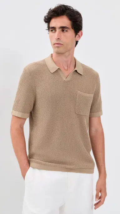 Rhone Coastal Johnny Collar Polo Teak Brown | Thumbnail 2
