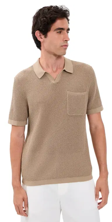 Rhone Coastal Johnny Collar Polo Teak Brown | Thumbnail 1