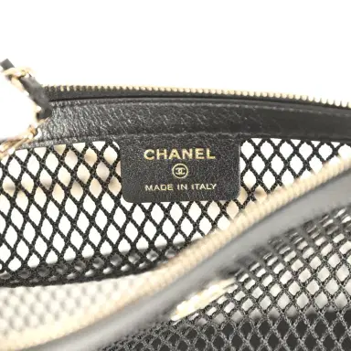 Chanel Chanel Clutch with Chain Black Mesh, Shiny Lambskin Gold Hardware | Thumbnail 11