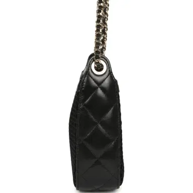 Chanel Chanel Clutch with Chain Black Mesh, Shiny Lambskin Gold Hardware | Thumbnail 3