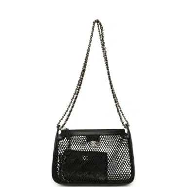 Chanel Chanel Clutch with Chain Black Mesh, Shiny Lambskin Gold Hardware | Thumbnail 8