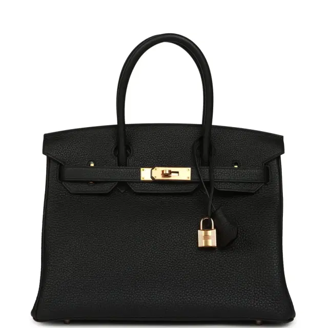 HERMÈS Hermes Birkin 30 Black Togo Rose Gold Hardware