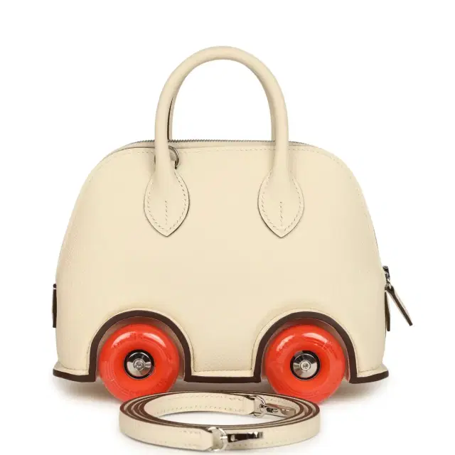 HERMÈS Hermes Bolide On Wheels 1923 Nata, Orange Epsom Palladium Hardware