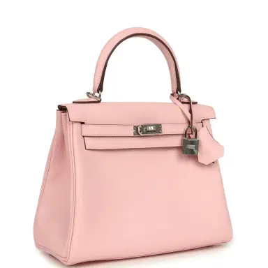 HERMÈS Hermes Kelly Retourne 25 Rose Sakura Swift Palladium Hardware | Thumbnail 2