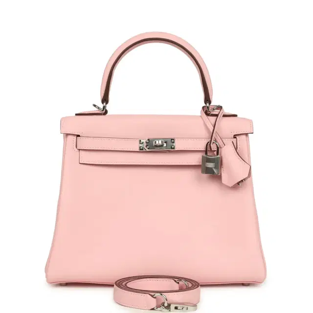 HERMÈS Hermes Kelly Retourne 25 Rose Sakura Swift Palladium Hardware