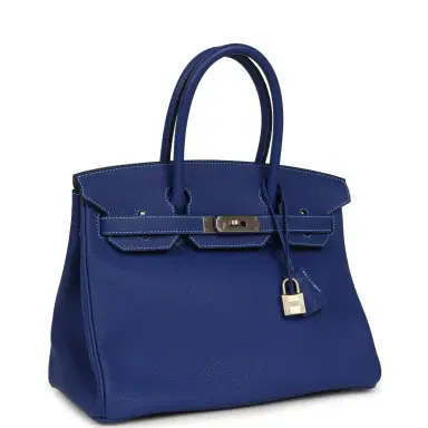 HERMÈS Pre-owned Hermes Special Order (HSS) Birkin 30 Bleu Electric Togo Brushed Palladium Hardware | Thumbnail 2 HERMÈS Pre-owned Hermes Special Order (HSS) Birkin 30 Bleu Electric Togo Brushed Palladium Hardware | Thumbnail 2