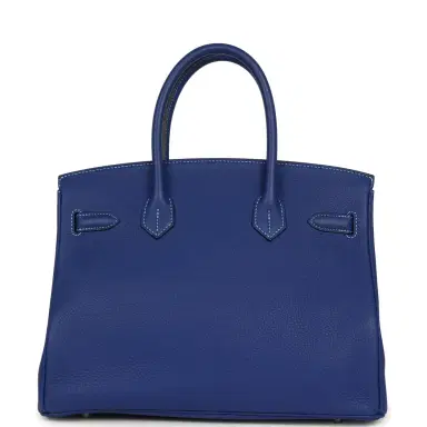 HERMÈS Pre-owned Hermes Special Order (HSS) Birkin 30 Bleu Electric Togo Brushed Palladium Hardware | Thumbnail 4 HERMÈS Pre-owned Hermes Special Order (HSS) Birkin 30 Bleu Electric Togo Brushed Palladium Hardware | Thumbnail 4