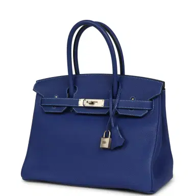 HERMÈS Pre-owned Hermes Special Order (HSS) Birkin 30 Bleu Electric Togo Brushed Palladium Hardware | Thumbnail 5 HERMÈS Pre-owned Hermes Special Order (HSS) Birkin 30 Bleu Electric Togo Brushed Palladium Hardware | Thumbnail 5
