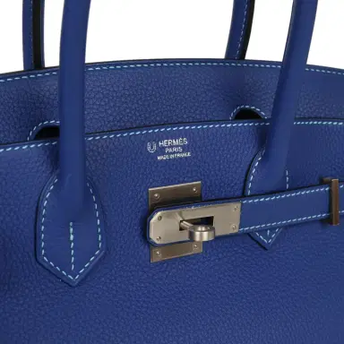 HERMÈS Pre-owned Hermes Special Order (HSS) Birkin 30 Bleu Electric Togo Brushed Palladium Hardware | Thumbnail 7 HERMÈS Pre-owned Hermes Special Order (HSS) Birkin 30 Bleu Electric Togo Brushed Palladium Hardware | Thumbnail 7