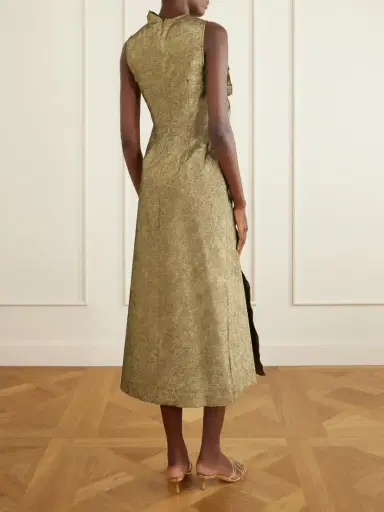 Ulla Johnson Demetria Asymmetric Ruffled Metallic Taffeta Midi Dress | Thumbnail 3