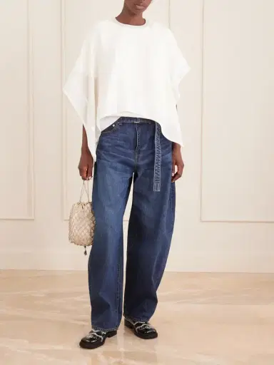 Sacai Layered Cotton-trimmed Satin Blouse | Thumbnail 2 Sacai Layered Cotton-trimmed Satin Blouse | Thumbnail 2