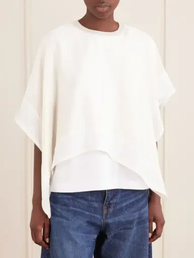 Sacai Layered Cotton-trimmed Satin Blouse | Thumbnail 3 Sacai Layered Cotton-trimmed Satin Blouse | Thumbnail 3