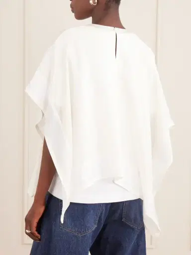 Sacai Layered Cotton-trimmed Satin Blouse | Thumbnail 4 Sacai Layered Cotton-trimmed Satin Blouse | Thumbnail 4