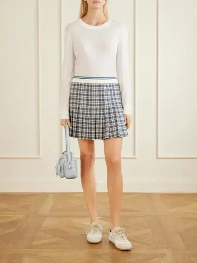 Burberry Checked Pleated Jersey Mini Skirt | Thumbnail 2