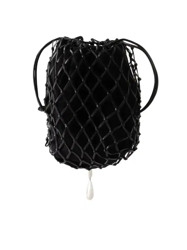 Savette Macrame Bead-embellished Suede-trimmed Leather Pouch