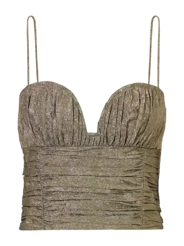 Ulla Johnson Vina Cropped Metallic Taffeta Tank